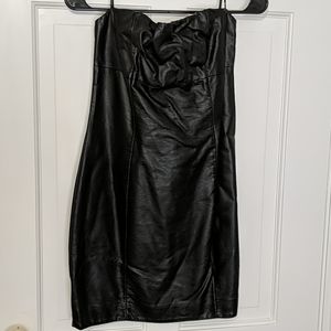 Black faux leather dress